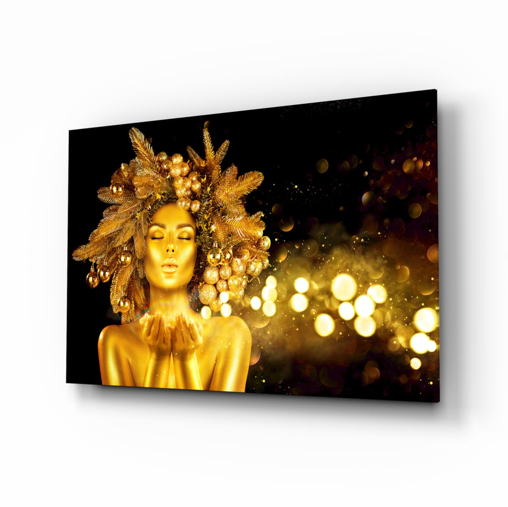 Luxe-portrait panel bringing luxurious warmth to a contemporary lounge