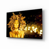 Luxe-portrait panel bringing luxurious warmth to a contemporary lounge