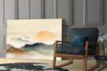Abstract Landscape artwork anchoring a wall with serene classical palette