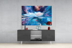 Blue Explosion Glass Wall Art.