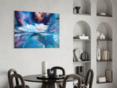 Blue Explosion glass print enhancing a kids room with cinematic wonder