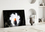 Astronaut glass wall art styled in a gaming room