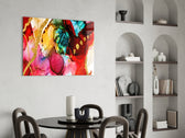 Colors glass print enhancing a hallway with cinematic warmth