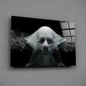 Self close-up showing wire-frame meditative figure dissolving into mesh