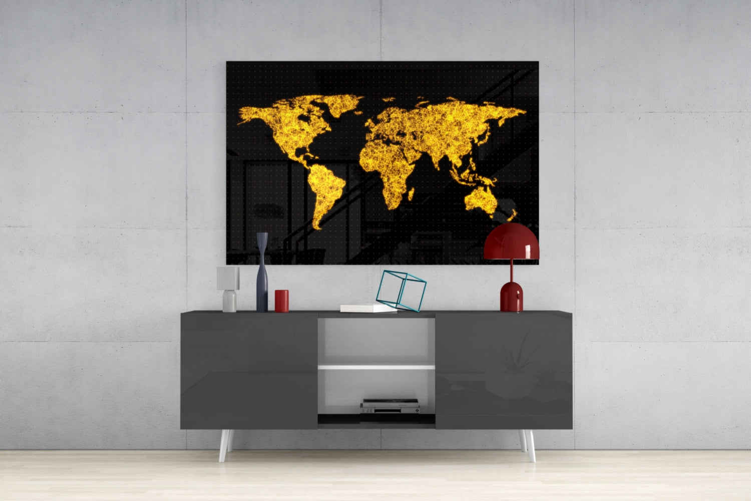 World Map Glass Wall Art.