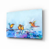 Painterly-naturalist panel bringing playful warmth to a contemporary bedroom