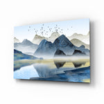 Minimalist-landscape panel bringing serene calm to a contemporary lounge
