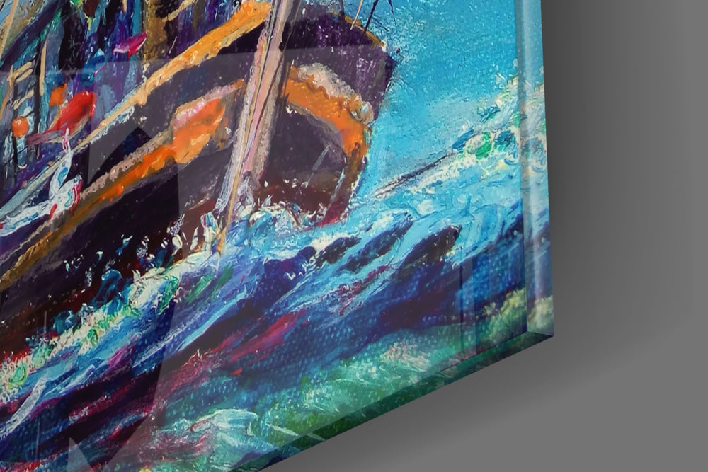 Sailboat panel catching window light to reveal its painterly saturation