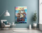 Sailboat panel adding editorial mood to a man cave