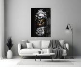 Poseidon glass wall art styled above a credenza in a man cave