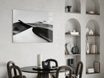 Black Landscape glass print enhancing an office with cinematic mood