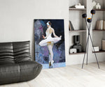 Ballerina glass print enhancing a hallway with cinematic warmth