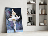Ballerina artwork anchoring a wall with elegant classical palette