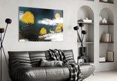 Abstraction panel adding editorial mood to a dining room