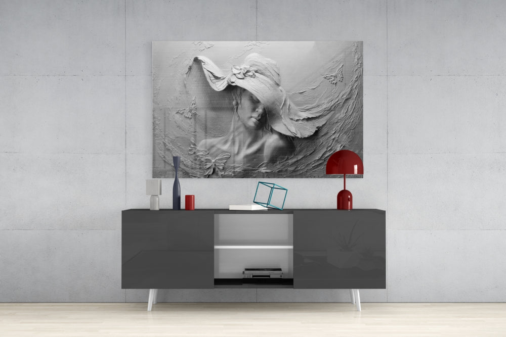 Relief Woman Glass Wall Art.