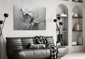 Relief Woman panel adding editorial mood to a bedroom