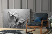 Relief Woman artwork anchoring a wall with elegant minimalist palette