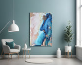 Abstraction panel adding editorial calm to a bedroom
