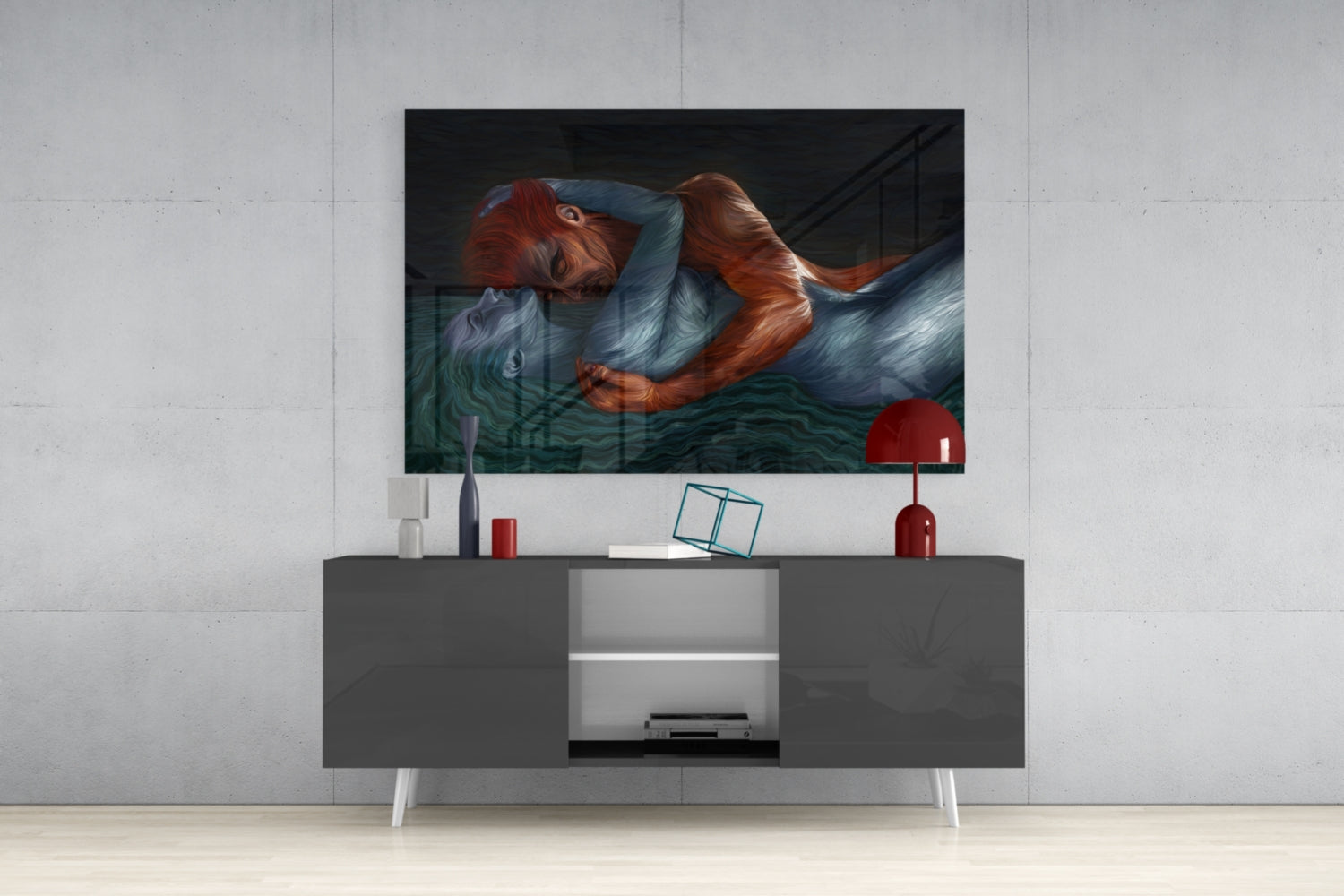 Water And Fire Glass Wall Art.