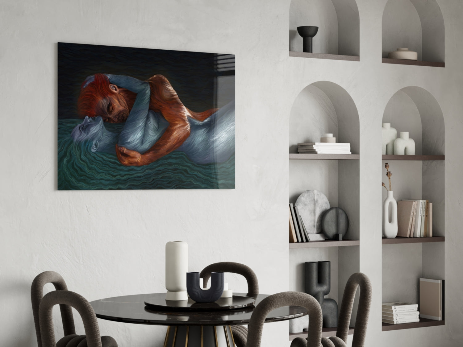 Water And Fire Glass Wall Art.