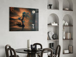 Night of the Tree glass print enhancing a hallway with cinematic warmth