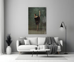 Ballerina glass wall art styled in a living room