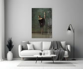 Ballerina glass wall art styled in a living room