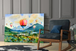 Hot Air Balloons artwork anchoring a wall with playful watercolor palette