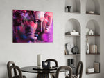 Statues glass print enhancing an office with cinematic drama