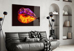 Lip panel adding editorial mood to a living room