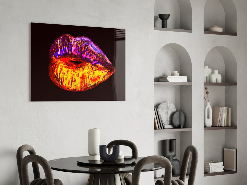 Lip glass print enhancing a study with cinematic drama