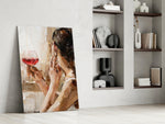 Wine and Women glass print enhancing a bedroom with cinematic intimacy