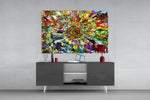 Colorful Mosaic panel catching window light to reveal its luminous saturation