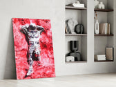 Astronaut and Space Grass glass print enhancing a gaming room with cinematic humor