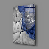 Alcohol-ink panel bringing moody sophistication to a contemporary bedroom