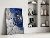 Blue Marble glass print enhancing a dining room with cinematic gravity