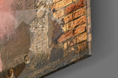 Innocent Protest artwork anchoring a wall with bold narrative palette