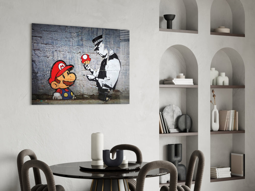 Super Mario panel adding editorial whimsy to a kids room