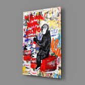Pop-graffiti panel bringing electric drama to a contemporary gaming lounge