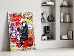 Monkey Advice glass print enhancing a living room with cinematic drama