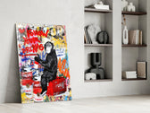 Monkey Advice glass print enhancing a living room with cinematic drama