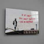 Banksy-style stencil panel bringing biting drama to a contemporary lounge