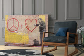 Graffiti Doctor glass print enhancing a living room with cinematic glow