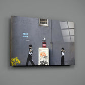 Stencil street-art panel bringing anxious wit to a contemporary office