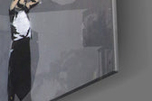 Waiting for Explosion artwork anchoring a wall with bold narrative palette
