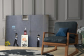 Waiting for Explosion glass print enhancing a hallway with cinematic mood