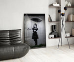 Escape from the Rain panel adding editorial calm to a living room