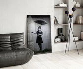 Escape from the Rain panel adding editorial calm to a living room