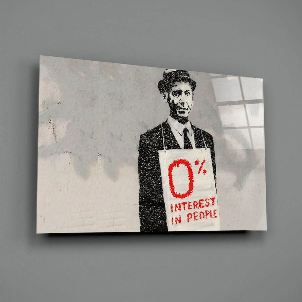 Banksy-style stencil panel bringing dry wit to a contemporary office