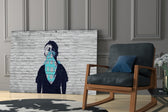 Cute Activist glass print enhancing a living room with cinematic mood